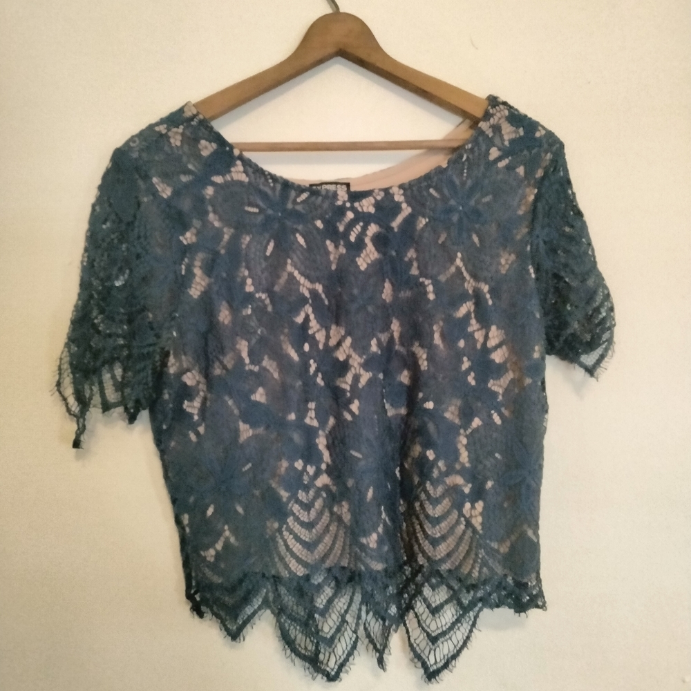 Blue lace top